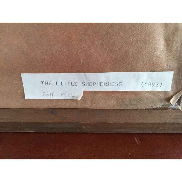 Vintage "The Little Shepherdess" Paul Peel Artist 1892 Art Print Matted Framed - Picture 5 of 7